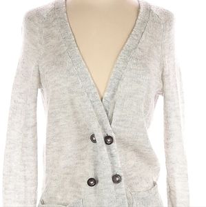 Wallace light grey brushed knit v neck to below chest button cardigan size small